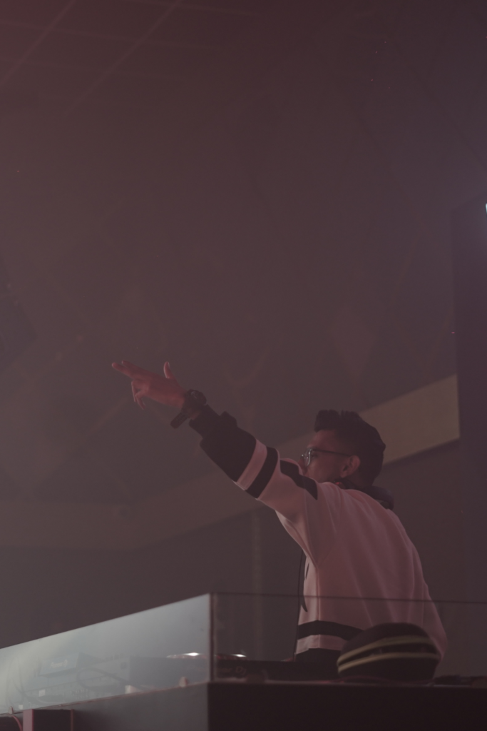 DJ Bloodshedder engaging the crowd during a live DJ performance at EDL, Jodhpur.